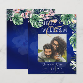 Lámina Boda floral rosa verde tropical LeahG