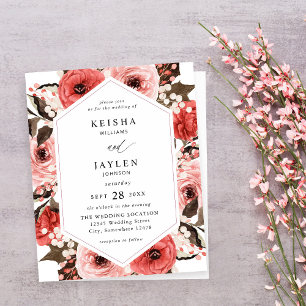 Lámina Boda floral rosa y rosa rojo 2
