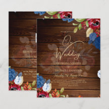 Boda Floral Rústica Borgoña Azul