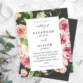 Lámina Boda floral y verde rosado y rosa de presupuesto