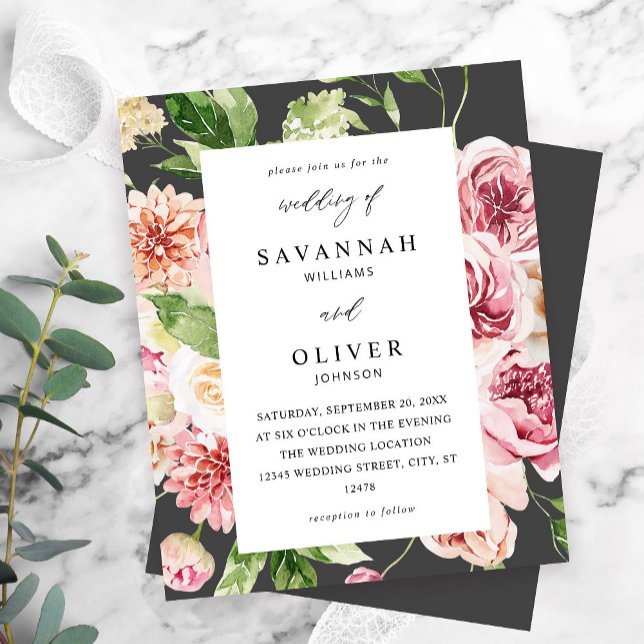 Lámina Boda floral y verde rosado y rosa de presupuesto (Subido por el creador)