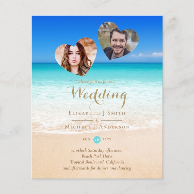 Lámina Boda Foto De Compromiso De Playa Tropical Presupue (Anverso)