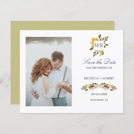 Lámina Boda fotográfica floral amarilla monogramo SALVAR 