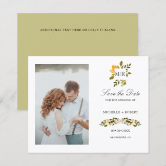 Lámina Boda fotográfica floral amarilla monogramo SALVAR 
