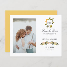 Lámina Boda fotográfica floral amarilla monogramo SALVAR 