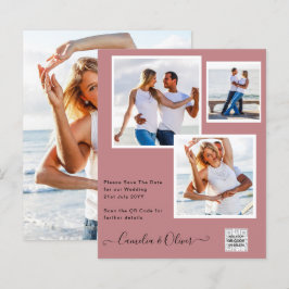 Lámina Boda fotográfica moderna invita al CÓDIGO QR RSVP 