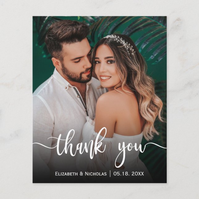 Lámina Boda fotográfico de caligrafía elegante de presupu (Anverso)