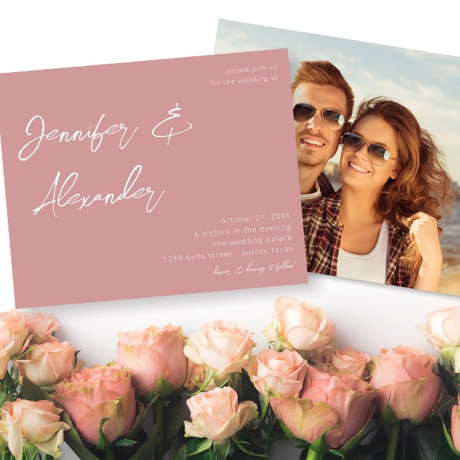 Lámina Boda fotográfico de caligrafía rosada Rubor de pre (Subido por el creador)