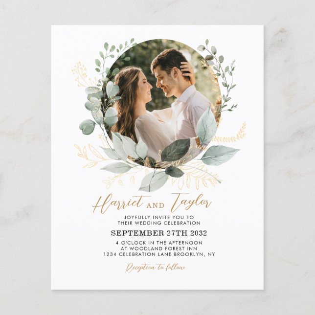 Lámina BODA fotográfico de Eucalyptus BUDGET Gold y Green (Anverso)