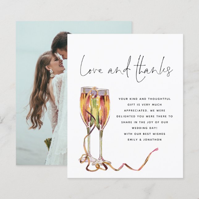 Lámina Boda fotográfico de la escritura de champán del pr (Anverso / Reverso)