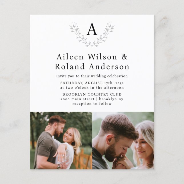 Lámina Boda fotográfico de Monograma 3 clásico formal de  (Anverso)