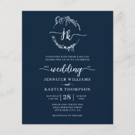 Lámina BODA fotográfico de monograma azul de la Marina Fl