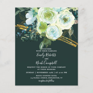 Lámina Boda fotográfico de oro floral turquesa verde del 
