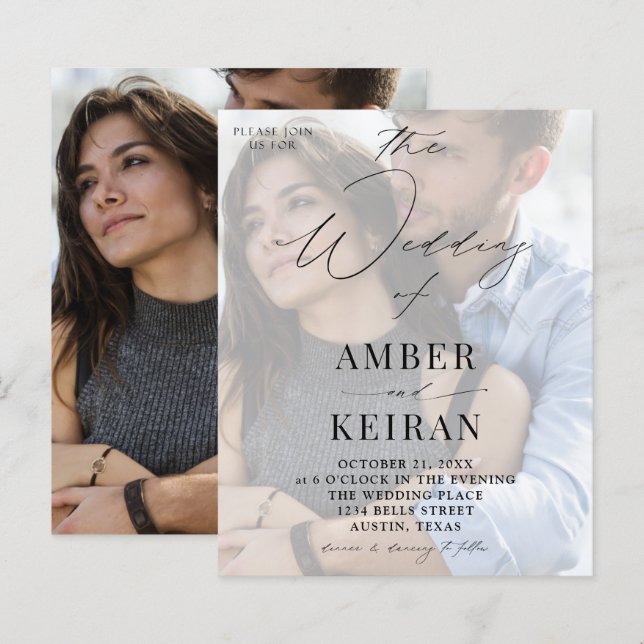 Lámina Boda fotográfico de tonos blancos oxidado (Anverso / Reverso)