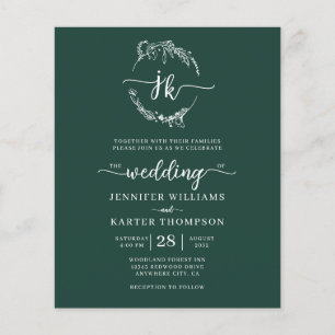 Lámina BODA fotográfico del monograma verde del bosque fl