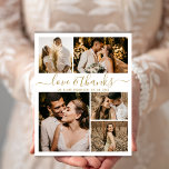 Lámina Boda fotográfico elegante de presupuesto<br><div class="desc">Boda 5 Collage de fotos de Budget Elegant Hand Lettered 5 Gracias folleto personalizado asequible de bajo presupuesto. Plantilla de agradecimiento boda moderno que incluye cinco (5) fotos en la parte delantera y una (1) foto en la parte posterior. En la parte delantera del papel, el guión tipográfico "Amor y...</div>