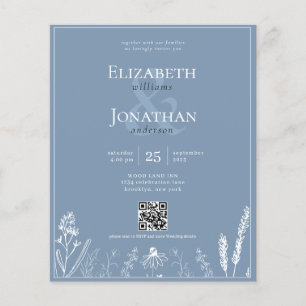 Lámina BODA fotográfico QR del monograma azul con Dusty f