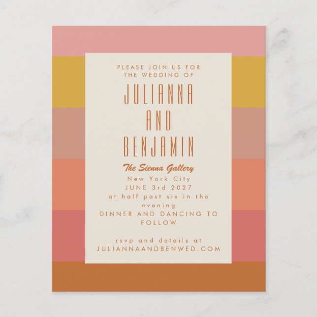 Lámina Boda Geométrica de Naranja Amarillo Cálido con Ray (Anverso)