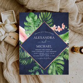 Lámina Boda Geométrico Azul de la Marina Tropical Presupu