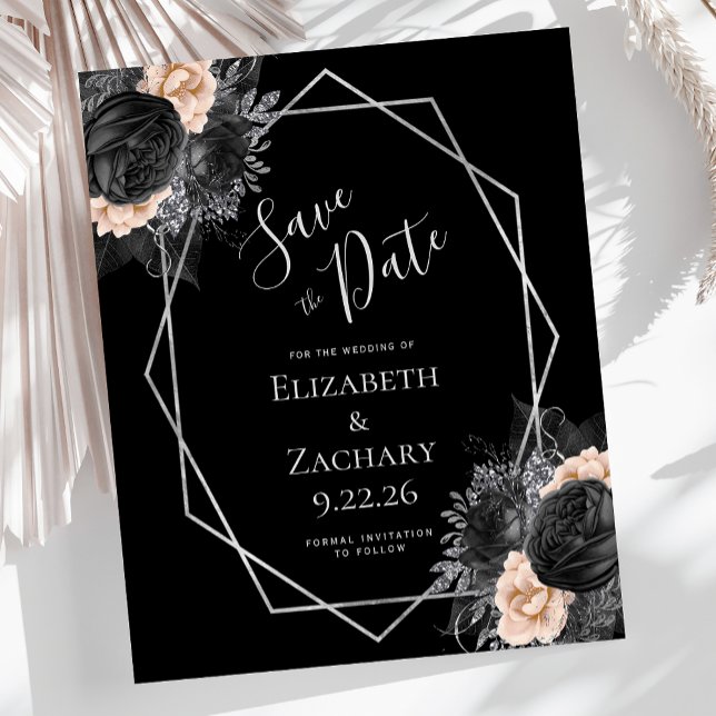 Lámina Boda Geométrico de Plata Floral de Peach Black (Subido por el creador)