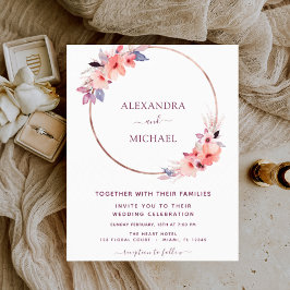 Lámina Boda Geométrico Floral de Borgoña Presupuestaria