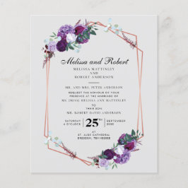 Lámina Boda geométrico floral púrpura moderno de presupue