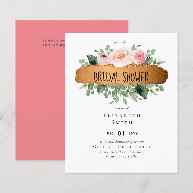 Lámina Boda Glam Rosa Dorado Presupuesto LeahG (Anverso / Reverso)