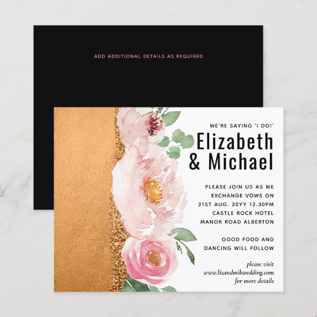 Lámina Boda Glam Rosa Dorado Presupuesto LeahG (Anverso / Reverso)