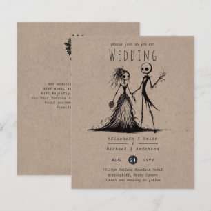 Lámina Boda gótica Personalizado Bride Groom dibujado a m