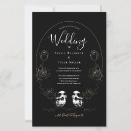 Lámina Boda gótico negro floral de cráneo presupuestal