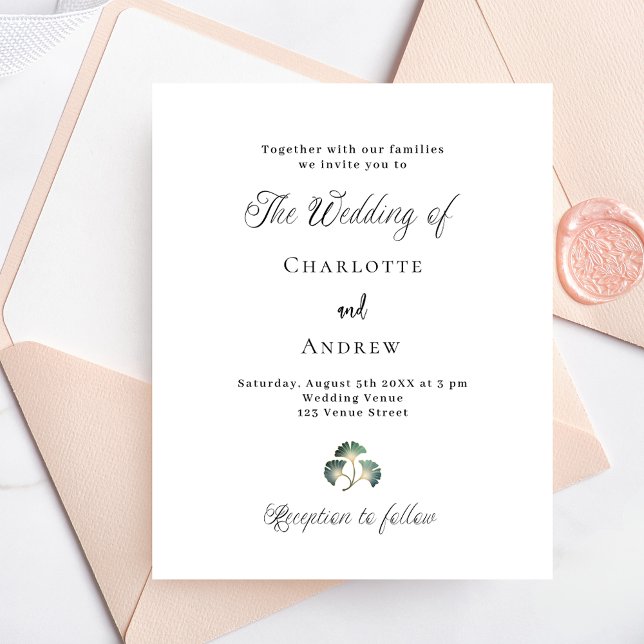 Lámina Boda greenery ginkgo deja invitación al presupuest (Subido por el creador)