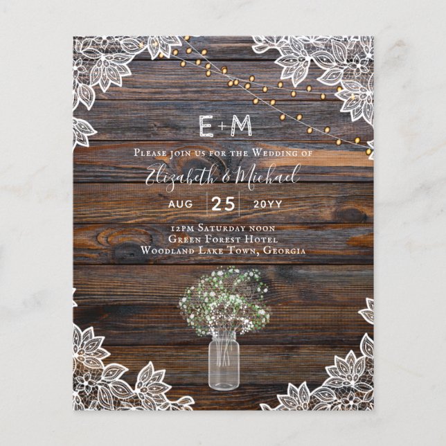 Lámina Boda Gypsophila Mason Jar (Anverso)