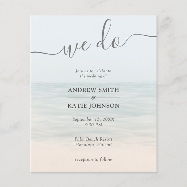 Lámina Boda hawaiano de la playa delantera del presupuest (Anverso)