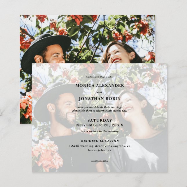 Lámina Boda horizontal de fotografía moderna de presupues (Anverso / Reverso)