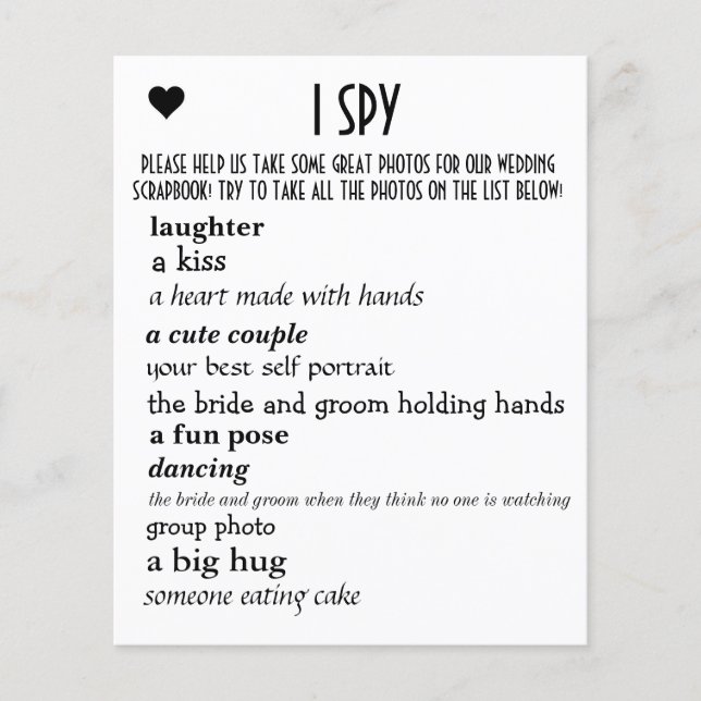 Lámina Boda I Spy (Anverso)