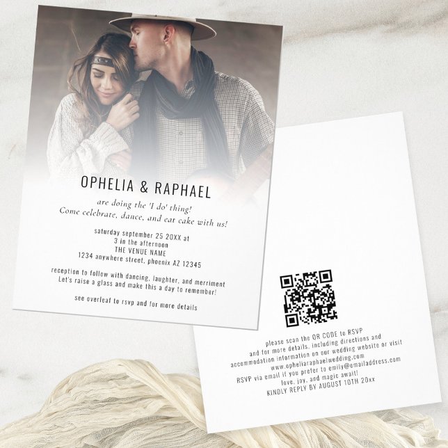Lámina Boda informal de la diversión QR de la sobreposici (Front and back view)