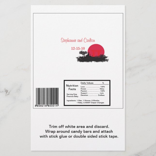 Lámina Boda japonés de sol de pie Lg Candy Bar Wrapper (Anverso)