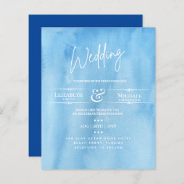 Lámina Boda LeahG BUDGET Invitar Acuarela Azul Oceánica