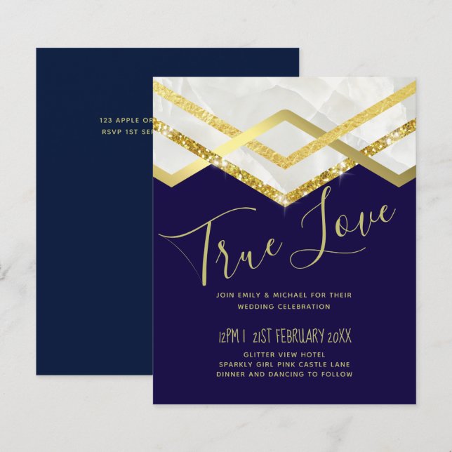 Lámina Boda LeahG Budget Navy Gold Art Deco (Anverso / Reverso)