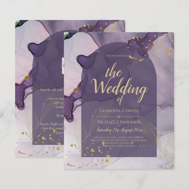 Lámina Boda LeahG Ink Ombre Purple Lavender Gold (Anverso / Reverso)