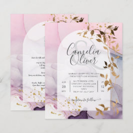 Lámina Boda LeahG Ink Ombre Púrpura Rosa Oro