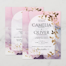 Lámina Boda LeahG Ink Ombre Púrpura Rosa Oro