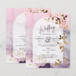 Lámina Boda LeahG Ink Ombre Púrpura Rosa Oro