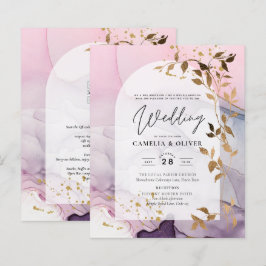 Lámina Boda LeahG Ink Ombre Púrpura Rosa Oro