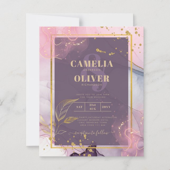 Lámina Boda LeahG® Lavender INK Mauve Purple Gold (Anverso)