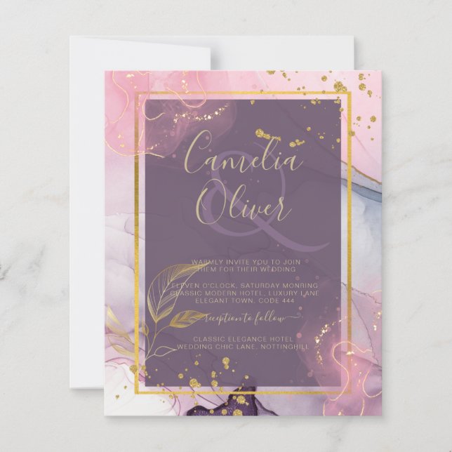 Lámina Boda LeahG® Lavender INK Mauve Purple Gold (Anverso)