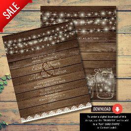 Lámina Boda Mason Jars Lace Wood
