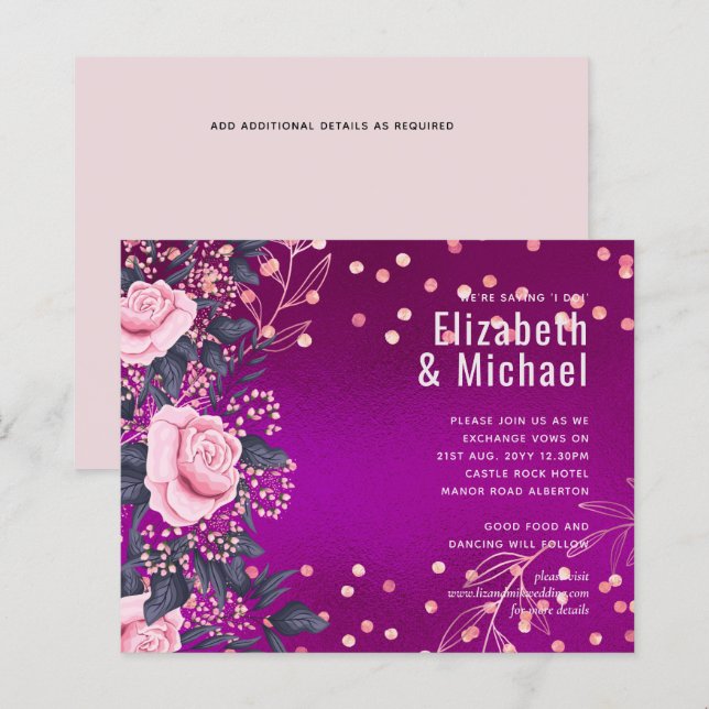 Lámina Boda metálico Rosegold Aspecto Purpurina (Anverso / Reverso)