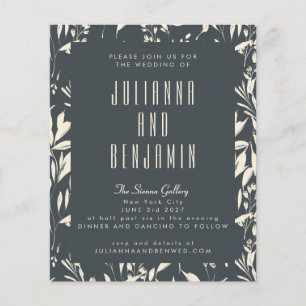 Lámina Boda moderna boho con flores dibujadas a mano en n