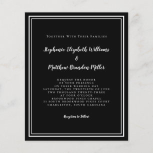 Lámina Boda Moderna Chic Presupuesto Negro Blanco Invitac